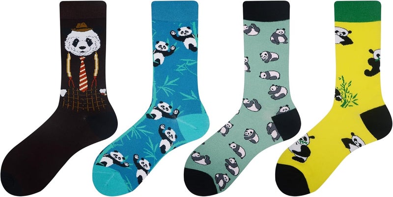 Cansok Men's 2/4 Packs Fun Crazy Novelty Dress Crew Socks - Image 2